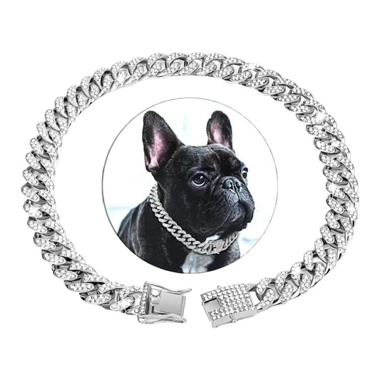Fashion Cat and Dog Silver Chain Diamond Necklace