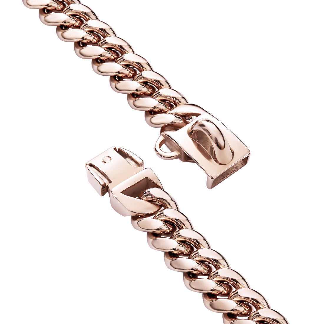 Rose Gold Dog Chain Collar Cuban Link