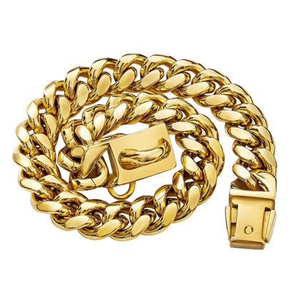 Gold Dog Chain Collar Cuban Link