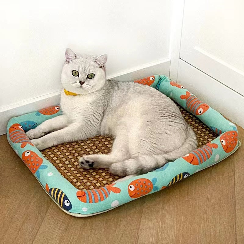 Summer Cat and Dog Bed Cooling and Wear resistant Pet Bed Vine Mat Cat Nest Mat Dog Ice Nest