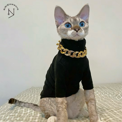 Cat Chain Silver Cuban Link Collar