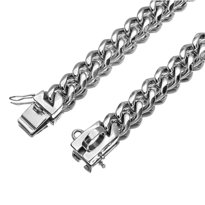 Dog Chain Silver Collars for Medium Large Dogs