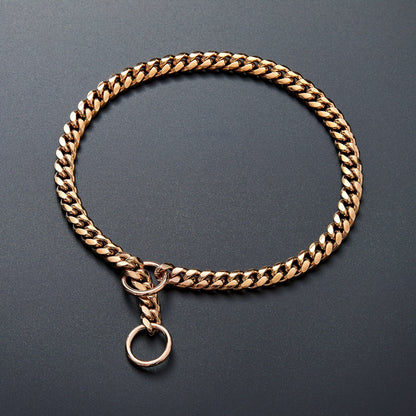 Rose Gold Dog Chain Cuban Link Collar